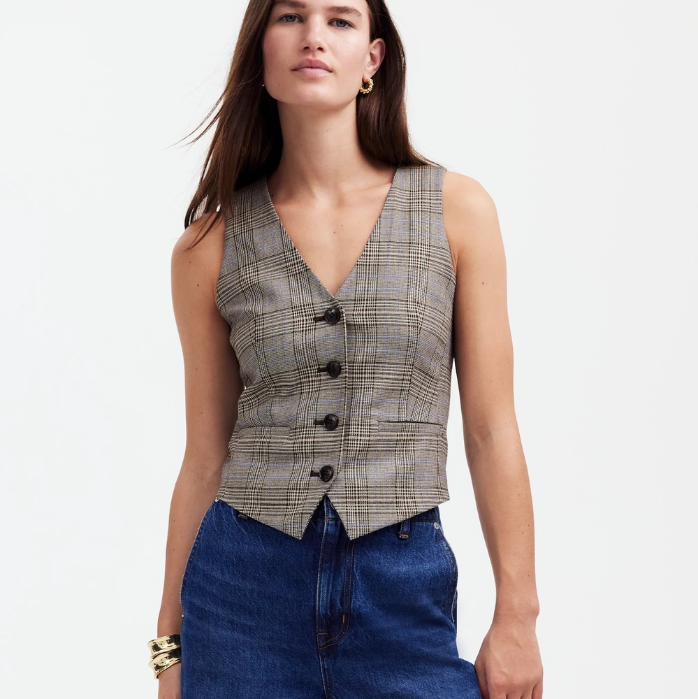 Madewell Waisted Button-Up Plaid Vest